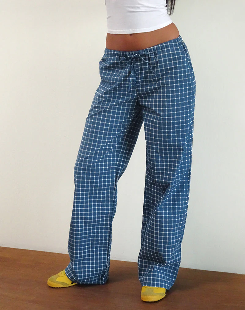 Lirura Low Rise-Hose aus Tartan-Popeline in Navy