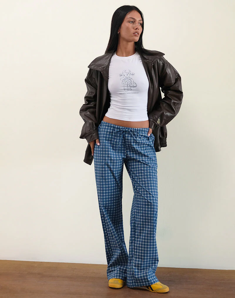 Lirura Low Rise-Hose aus Tartan-Popeline in Navy - Image 2