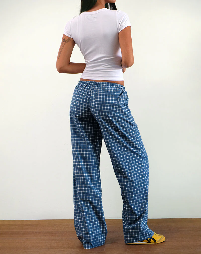 Lirura Low Rise-Hose aus Tartan-Popeline in Navy - Image 3