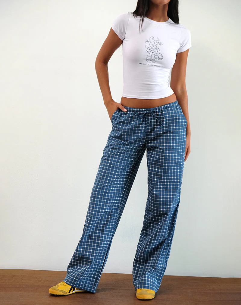 Lirura Low Rise-Hose aus Tartan-Popeline in Navy - Image 4