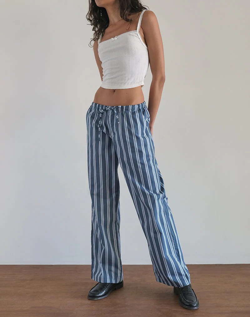 Lirura Hose aus Popeline Formal Stripe Navy - Image 3