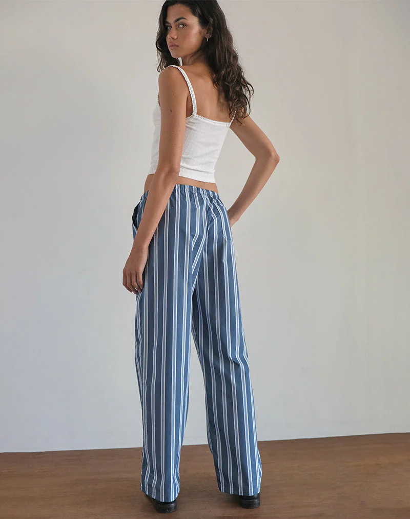 Lirura Hose aus Popeline Formal Stripe Navy - Image 4