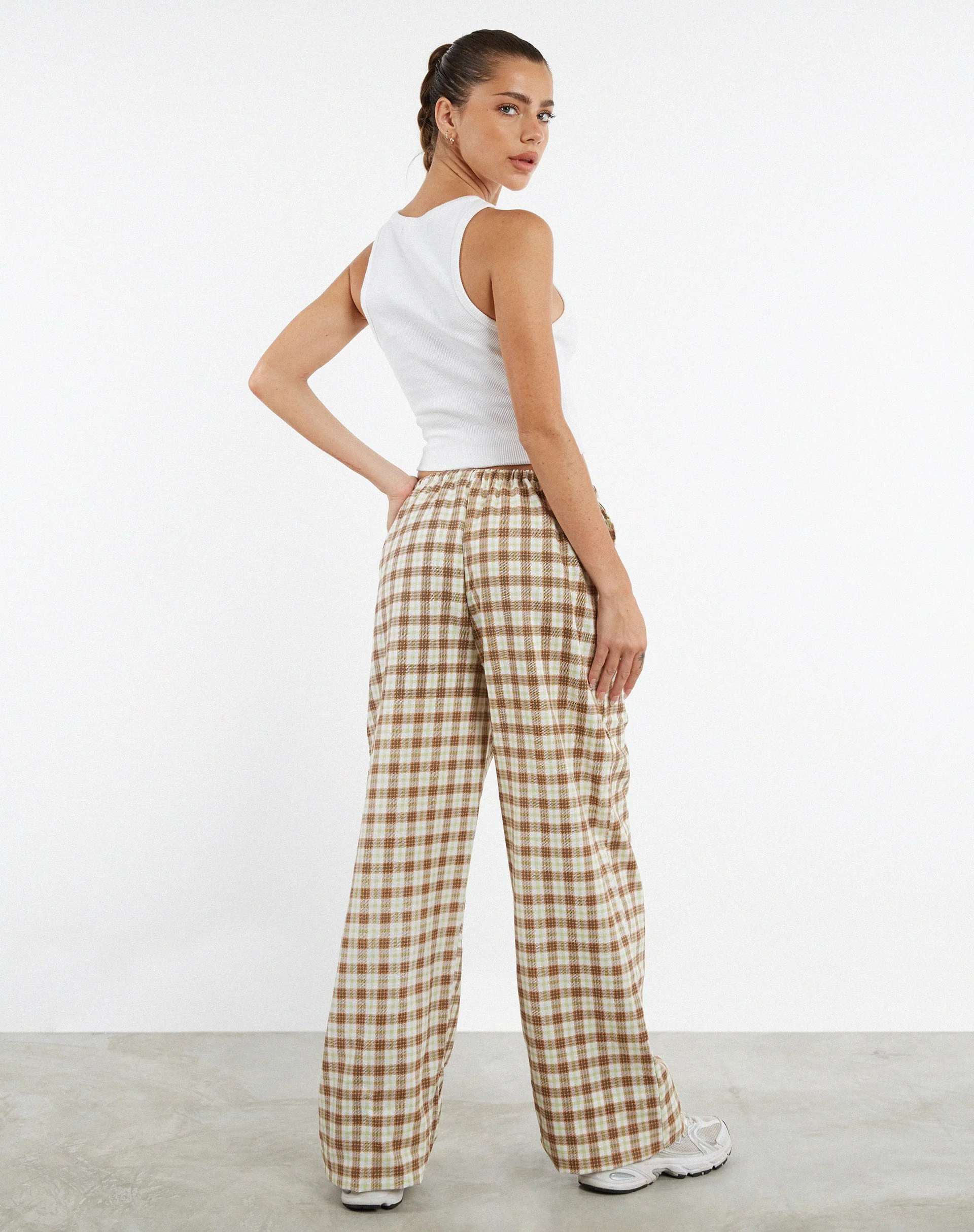 Lirura Hose mit weitem Bein, gelb und braun kariert - Image 5