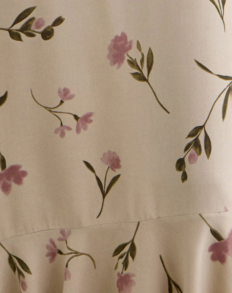 Lisandy Midi Dress in Bloom Leafy Taupe - Image 5