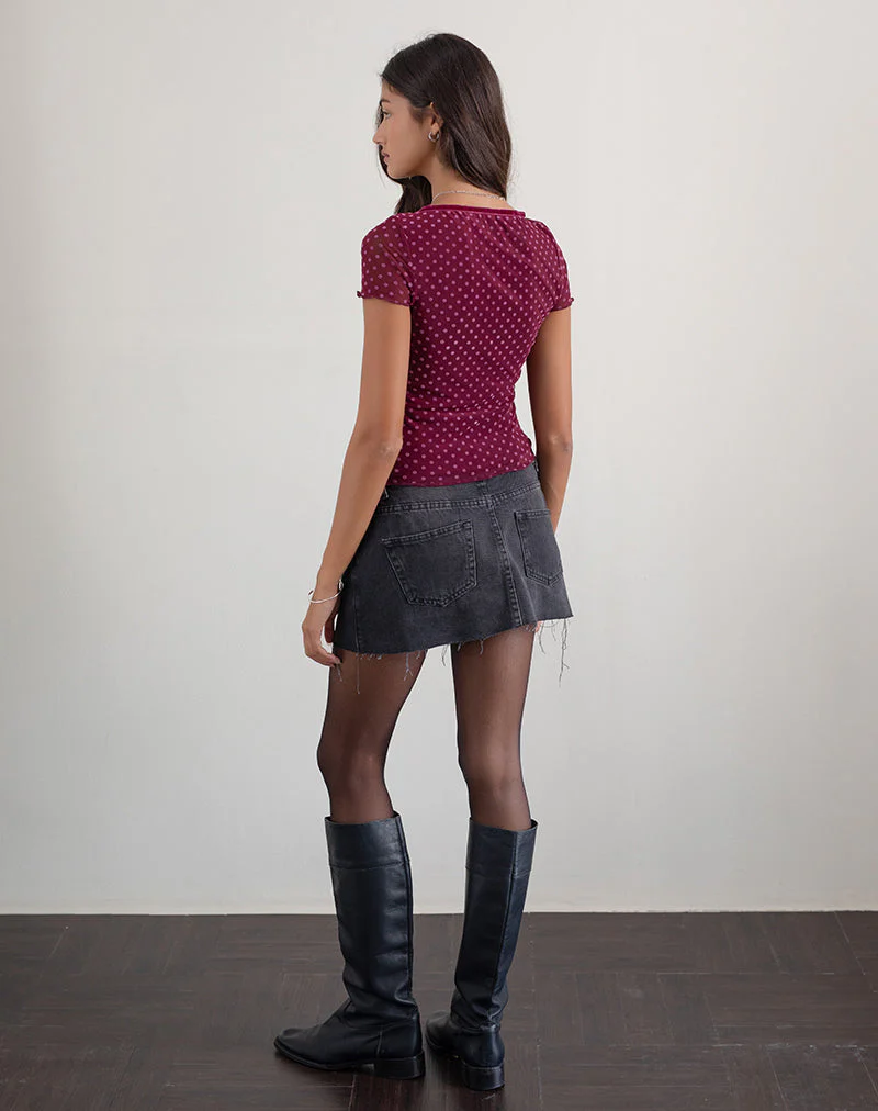 Livi Top in Polka Flock Berry Rot - Image 2