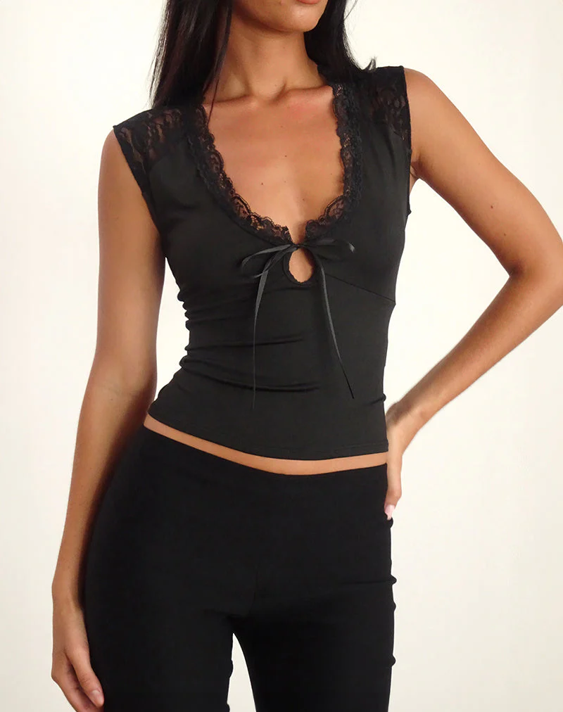 Livina Top aus Slinky Jersey Spitze Schwarz - Image 2