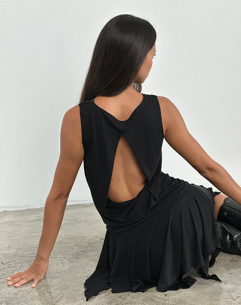 Lizella Saum-Minikleid aus Cupro Schwarz - Image 5