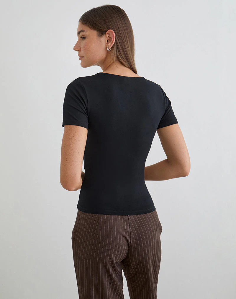 Lobos Crossover-Oberteil aus Rayon-Jersey, schwarz - Image 5