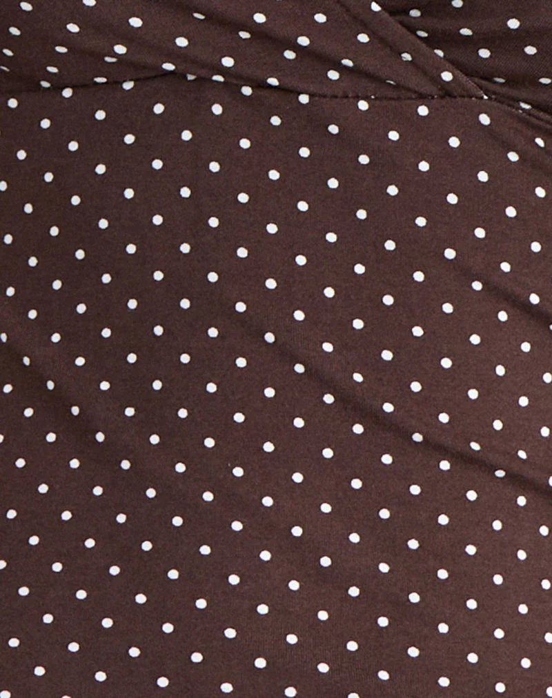 Lobos Crossover-Oberteil aus Jersey Micro Polka Braun - Image 5