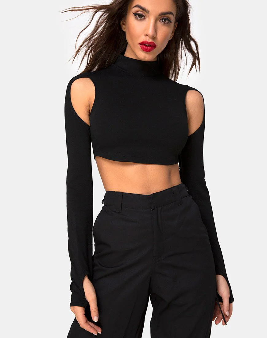 Lomiva Crop Top in Schwarz