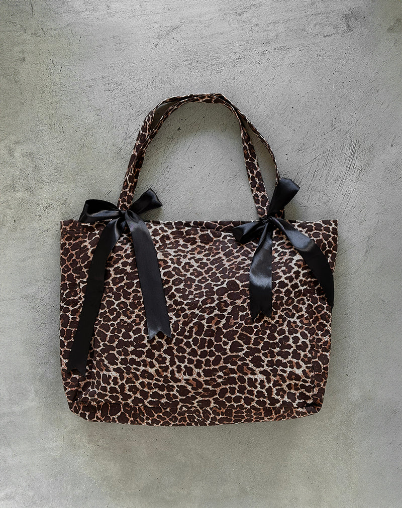 London Tasche in Rar Leopard Sandstorm Print mit schwarzen Schleifen - Image 2