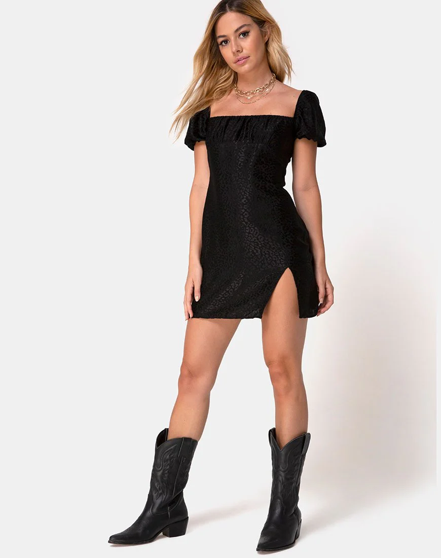 Lonma Minikleid aus Satin Gepardenschwarz - Image 3