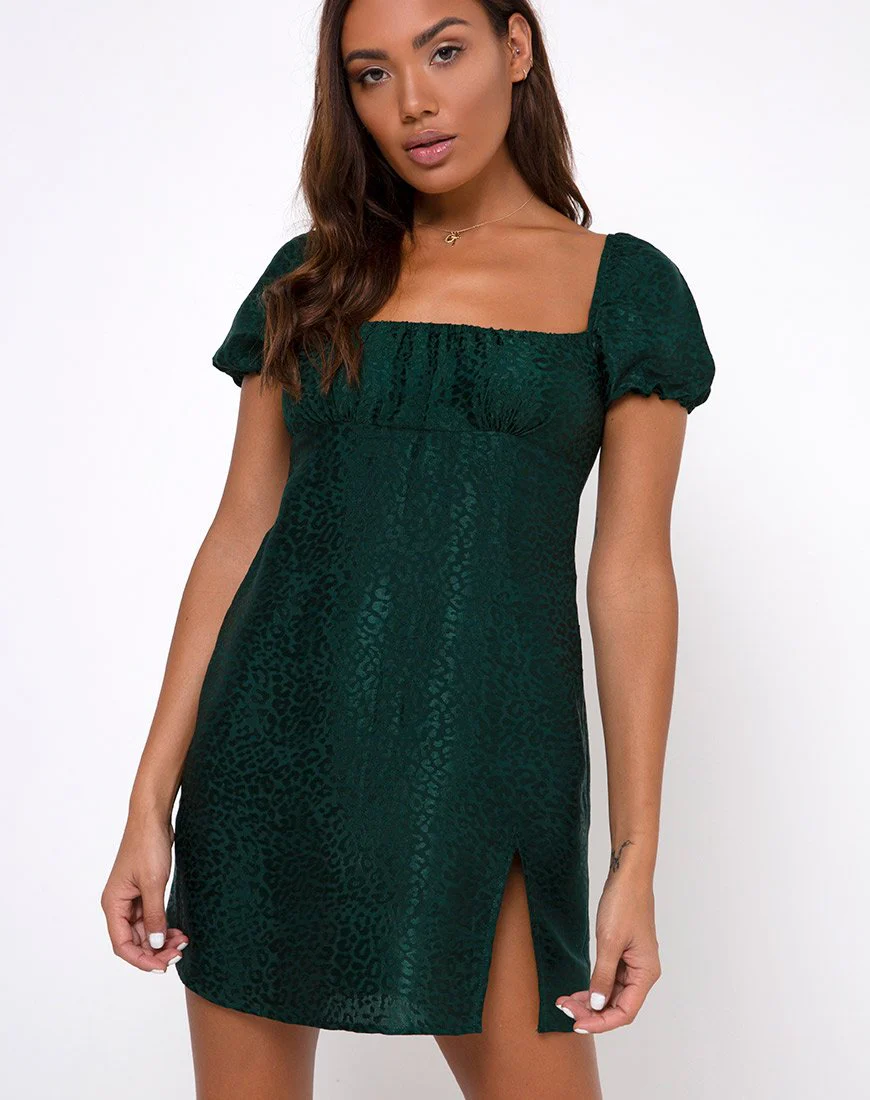 Lonma Minikleid aus Satin Gepard Waldgrün