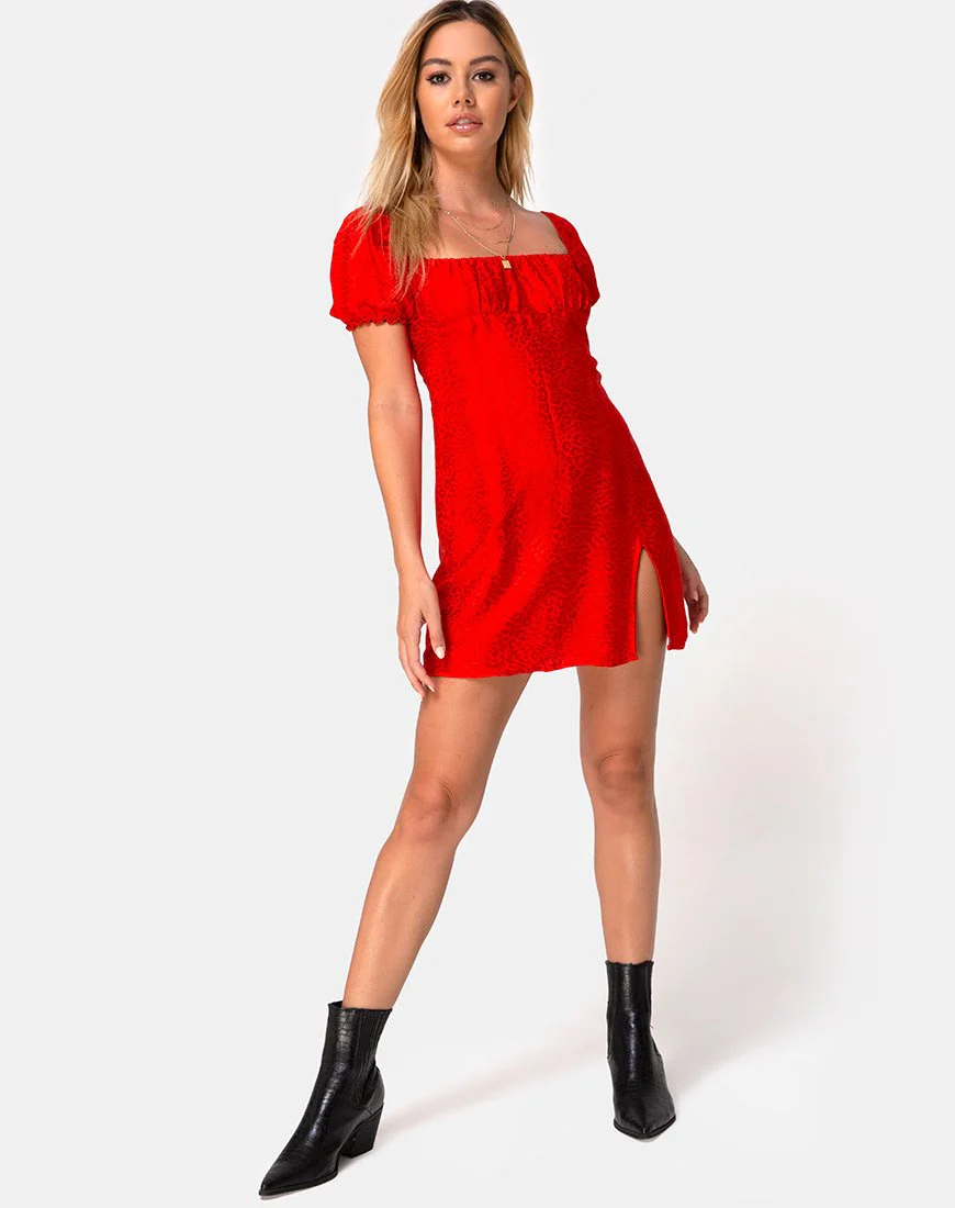 Lonma Kleid aus Satin Gepardenrot - Image 3