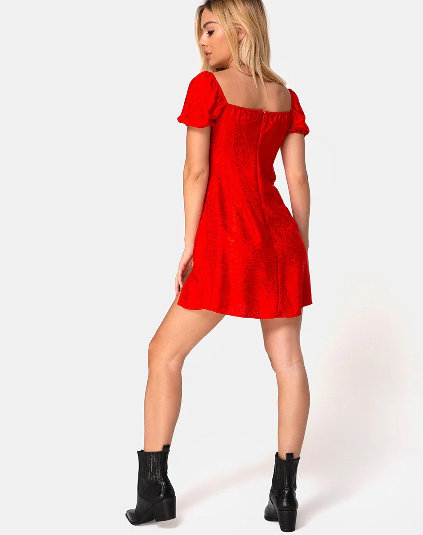 Lonma Kleid aus Satin Gepardenrot - Image 4