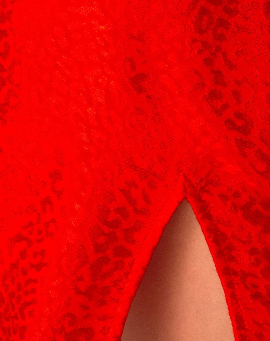 Lonma Kleid aus Satin Gepardenrot - Image 5