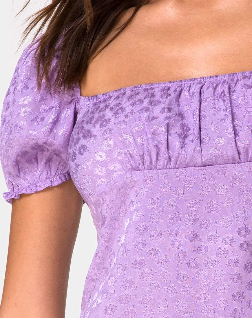 Lonma Minikleid aus Satin Ditsy Rose Lavendel - Image 5