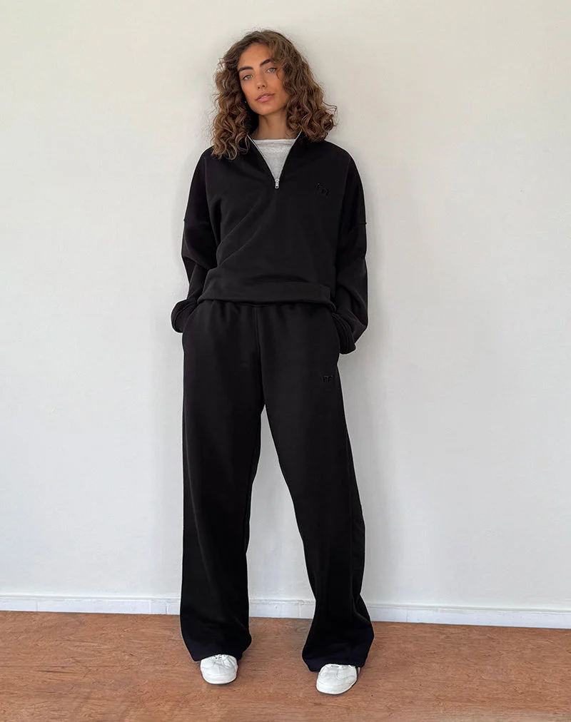 Lockerer Jogger in Schwarz mit 'M'-Stickerei - Image 3
