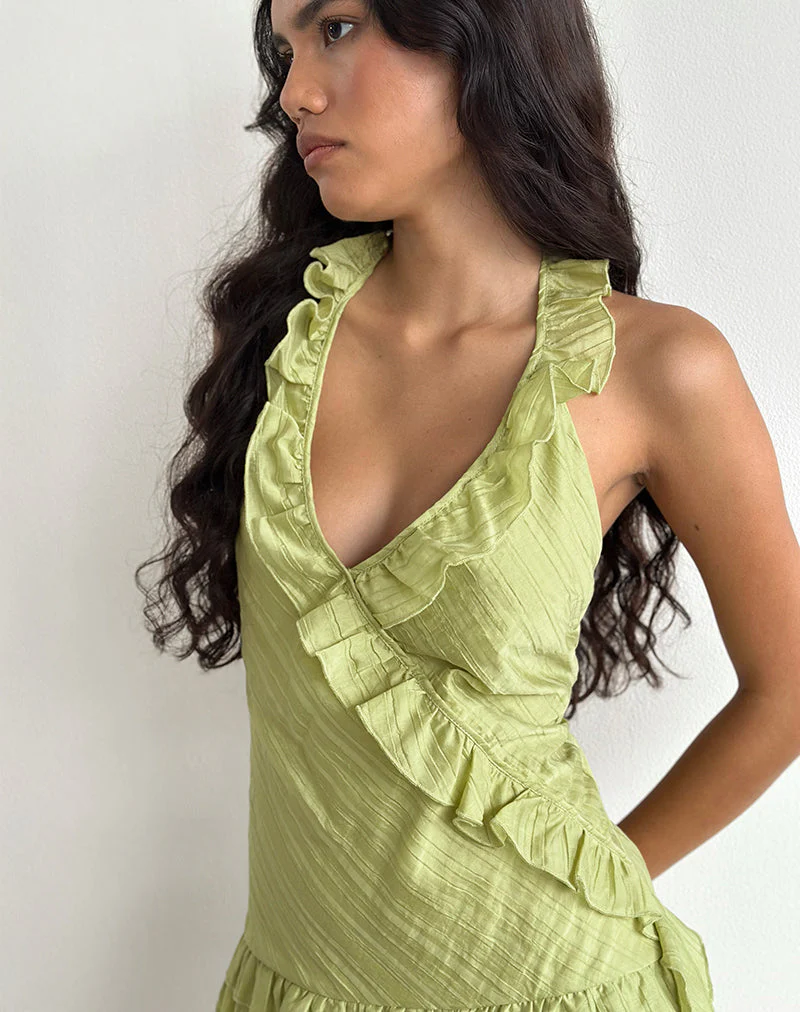 Lorena Minikleid aus Chiffonstreifen Grün - Image 2