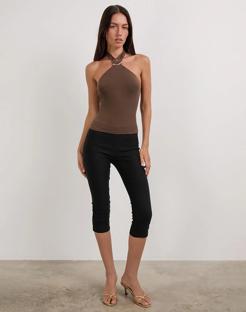 Lorie Neckholder-Top aus Cupro Bitterschokolade - Image 4