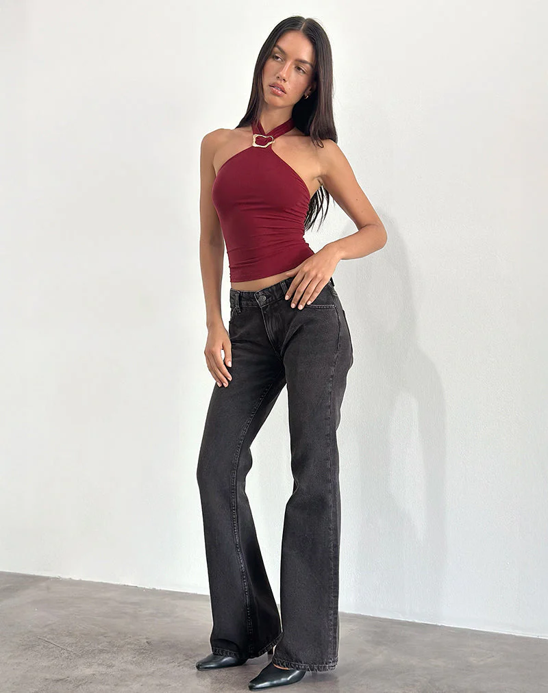 Lorie Neckholder-Top aus Cupro Dunkelrot - Image 3