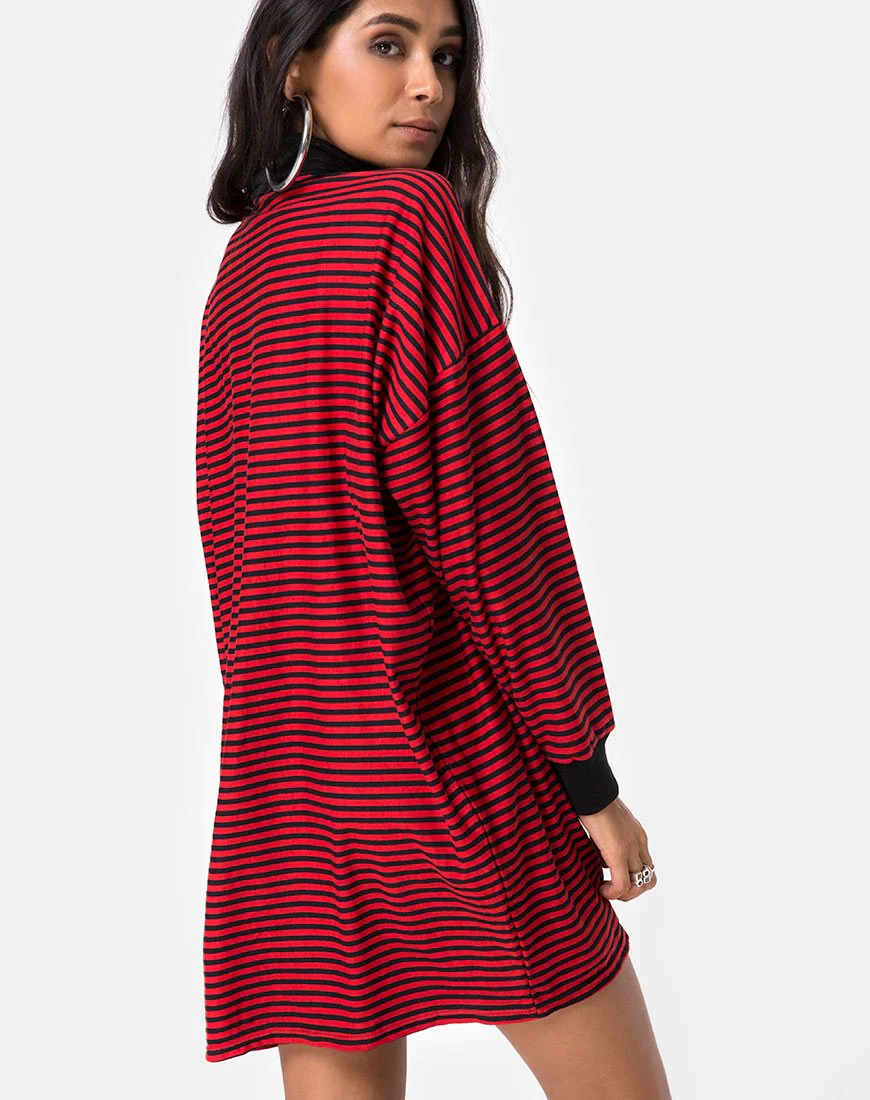 Losha Sweatshirt in Ministreifen Rot und Schwarz - Image 2