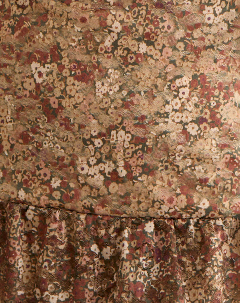 Lotri Wickelminikleid in Cluster Floral Braun - Image 5