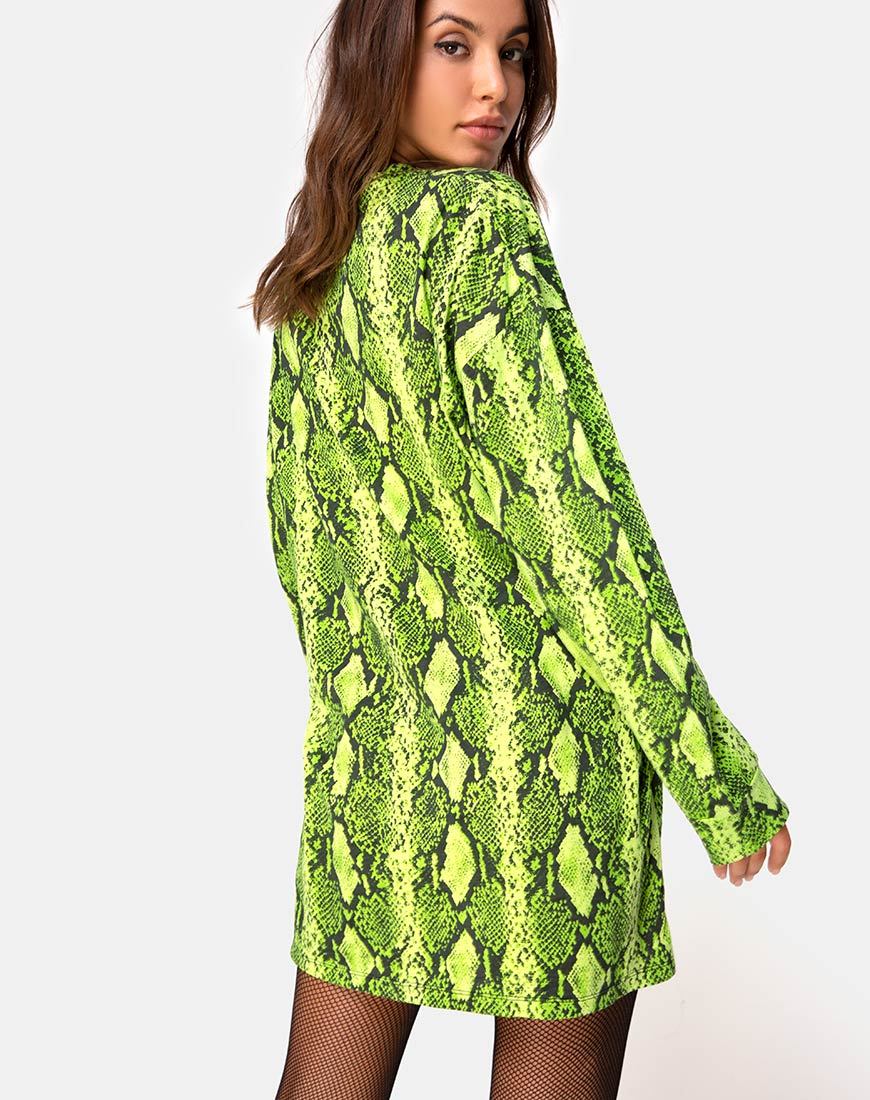 Lotsun Pullover Kleid in Snake Lime - Image 2