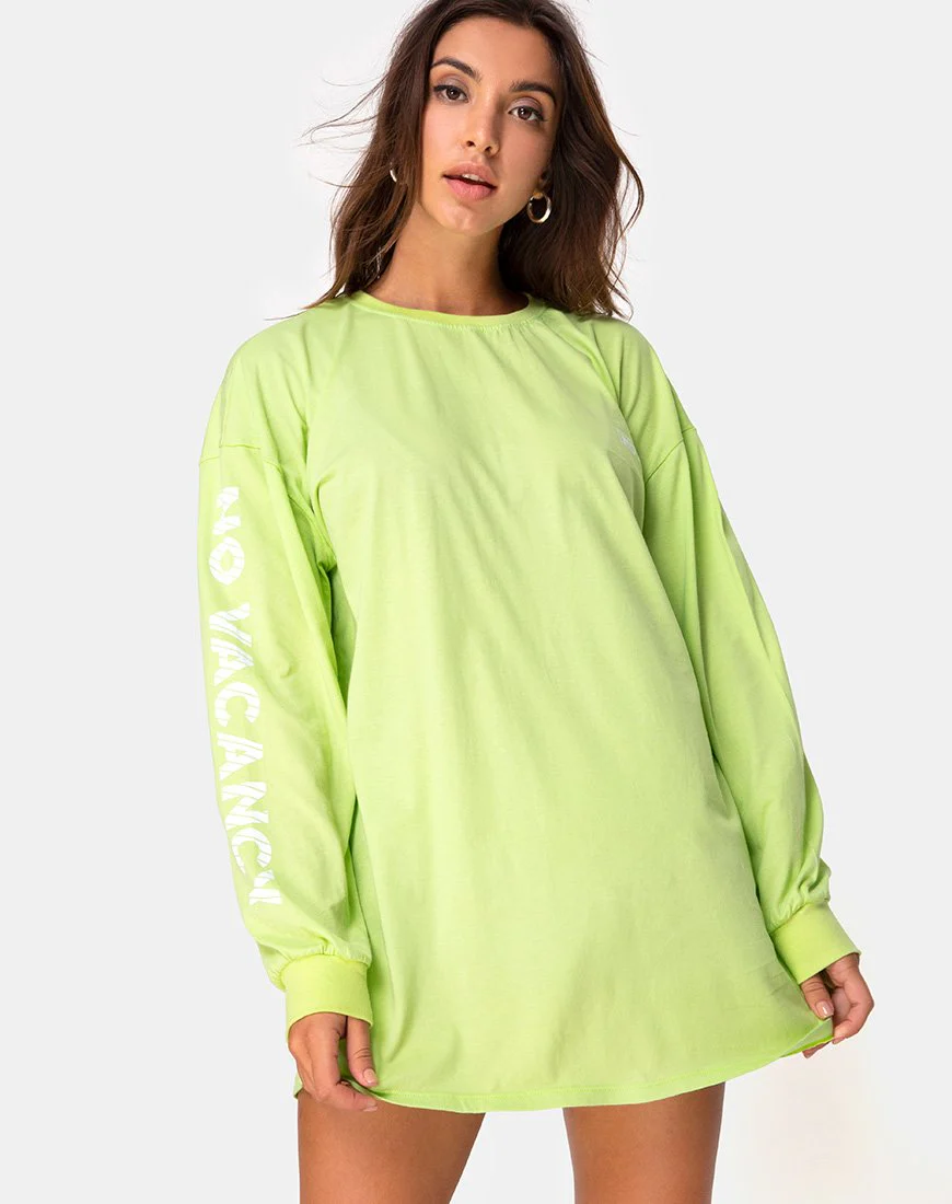 Lotsun Sweatshirt in Motel No Vacancy Fluro Grün