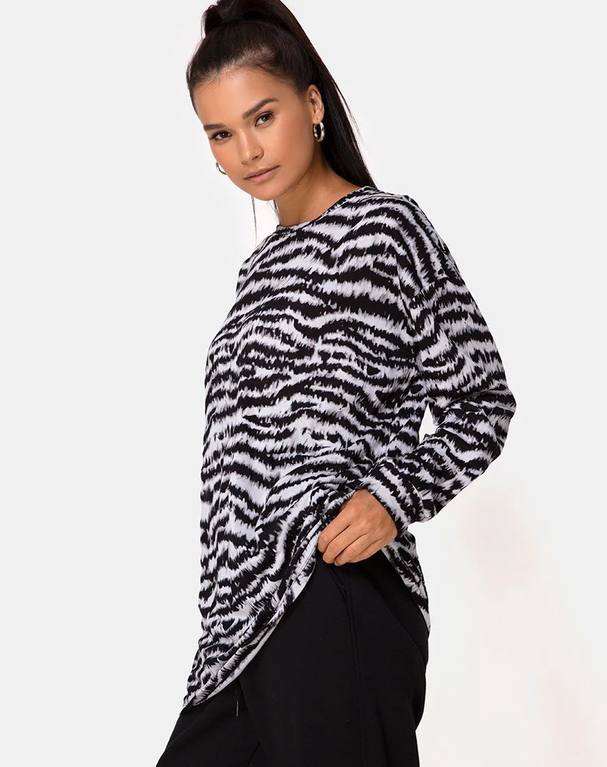 Lotsun Sweatshirt in Animal Drip Grau