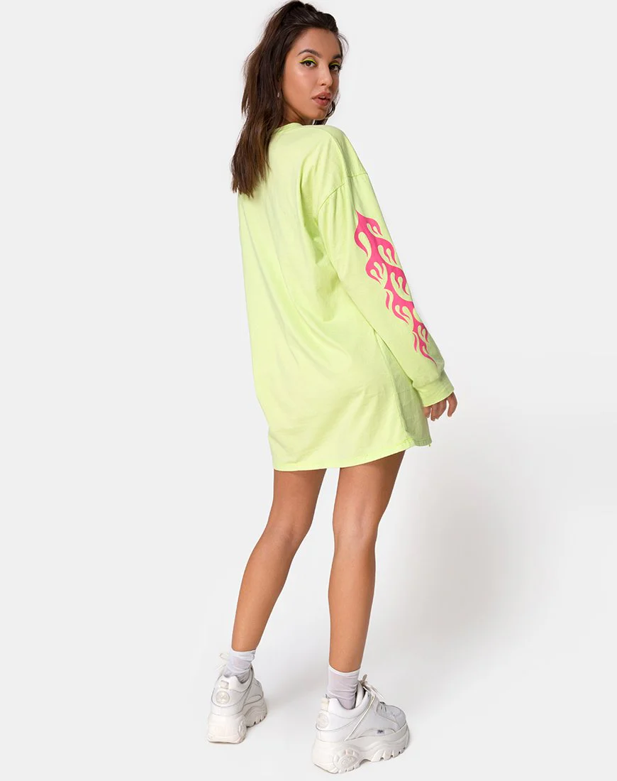 Lotsun Sweatshirt in Flurogrün mit Flamme - Image 4