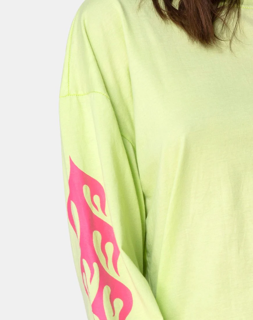 Lotsun Sweatshirt in Flurogrün mit Flamme - Image 5