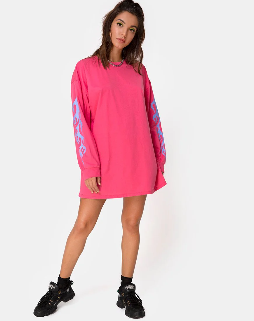 Lotsun Sweatshirt in Rosa mit Flamme - Image 4