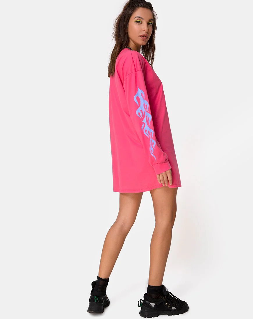 Lotsun Sweatshirt in Rosa mit Flamme - Image 5