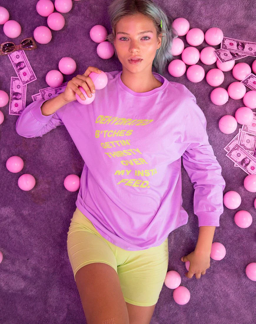 Lottie Langarm-T-Shirt in Flieder mit Instafeed-Text X Top Girl - Image 2