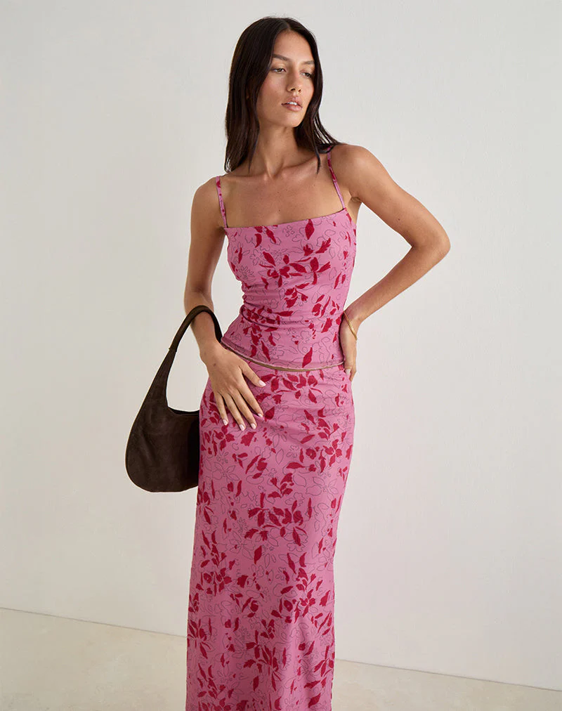 Lotus-Cami-Top in Stencil Flower Pink - Image 3
