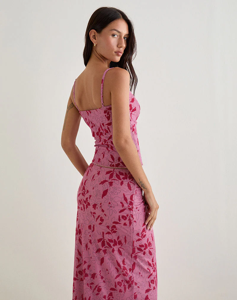 Lotus-Cami-Top in Stencil Flower Pink - Image 4