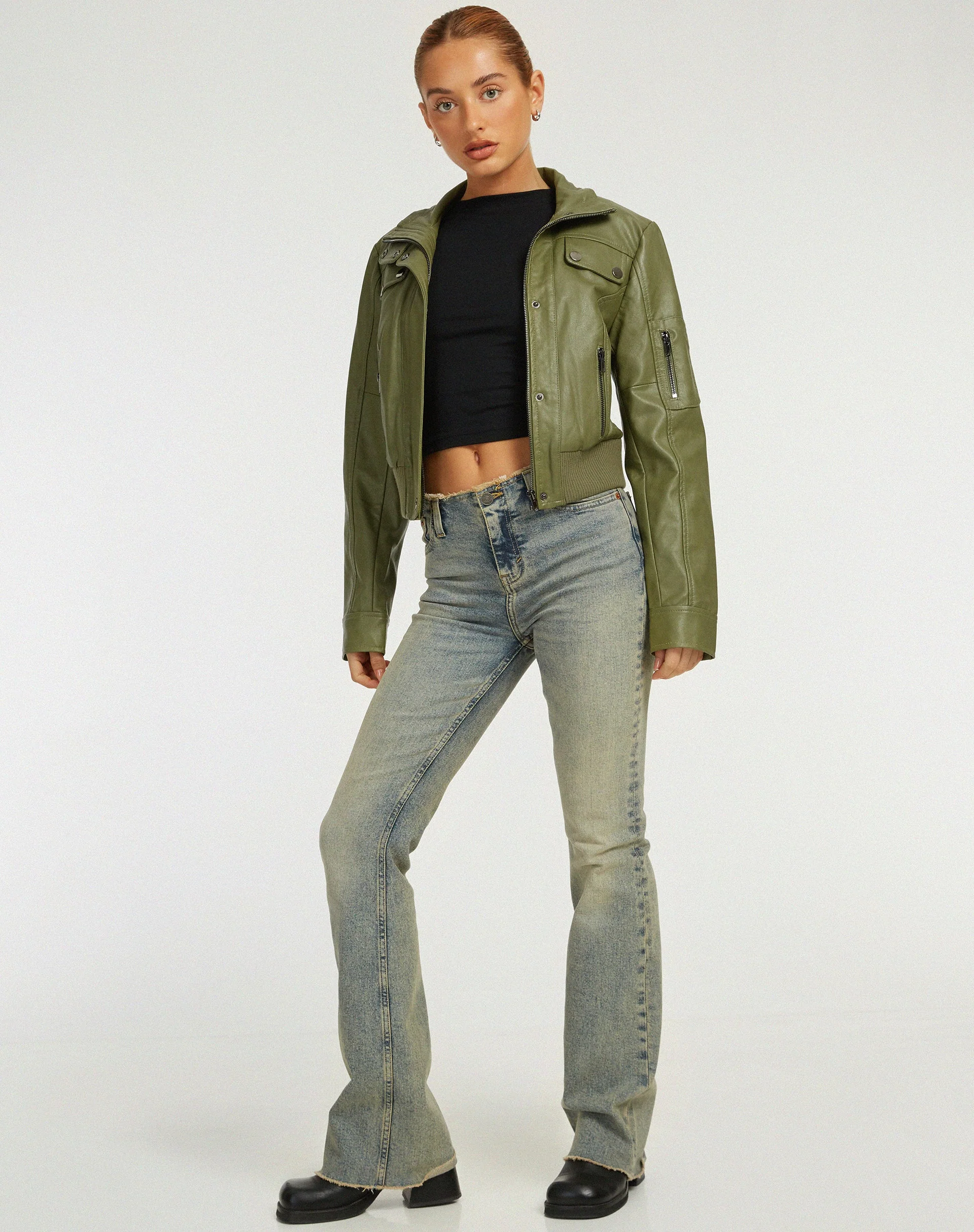 Loviana Jacke in PU Grün - Image 4