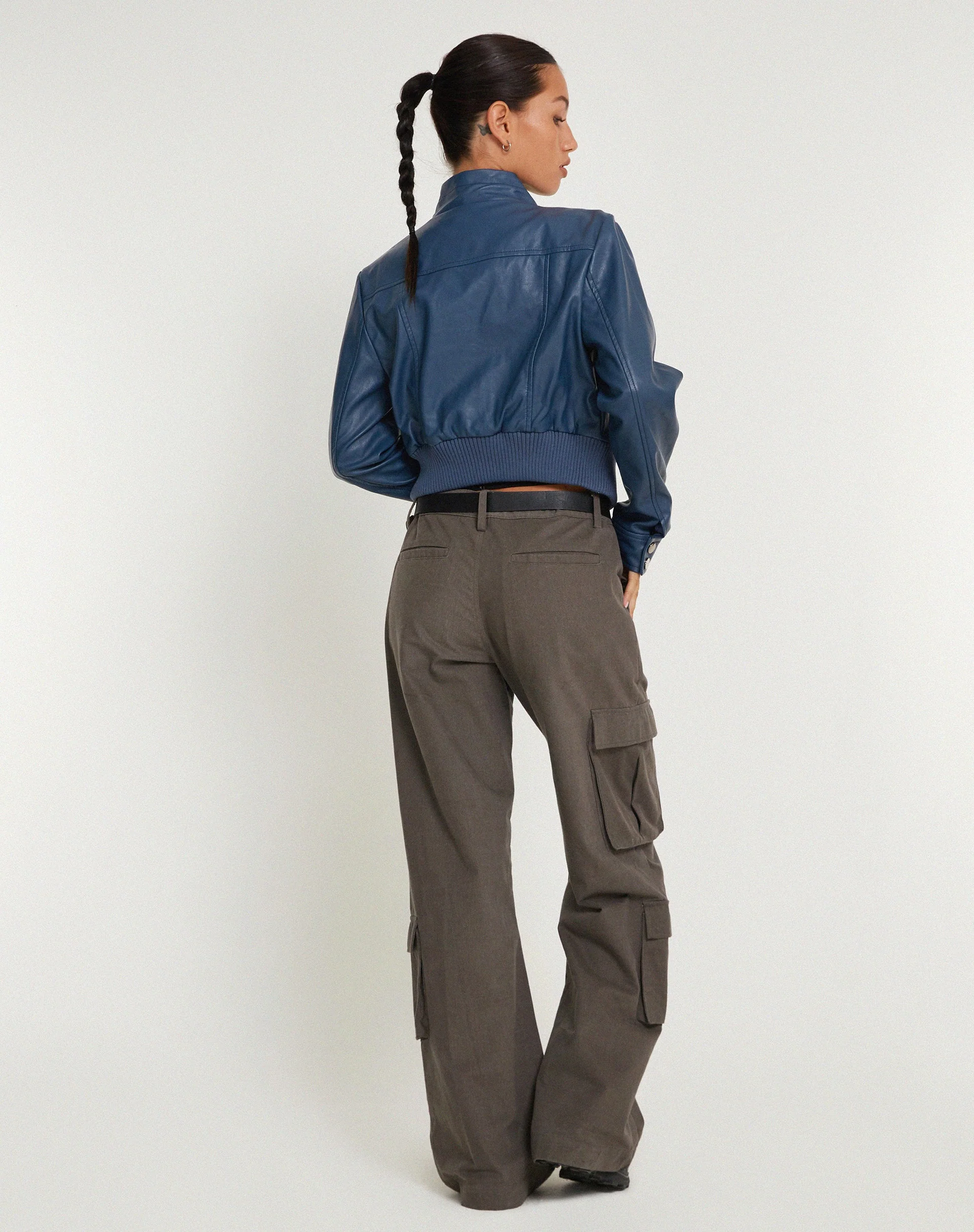 Loviana Jacke in PU Navy - Image 5