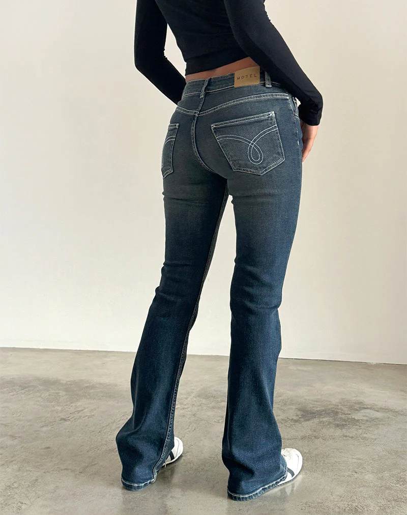 Low Rise Bootleg Jeans in Heavy Stitch Vintage Indigo - Image 3