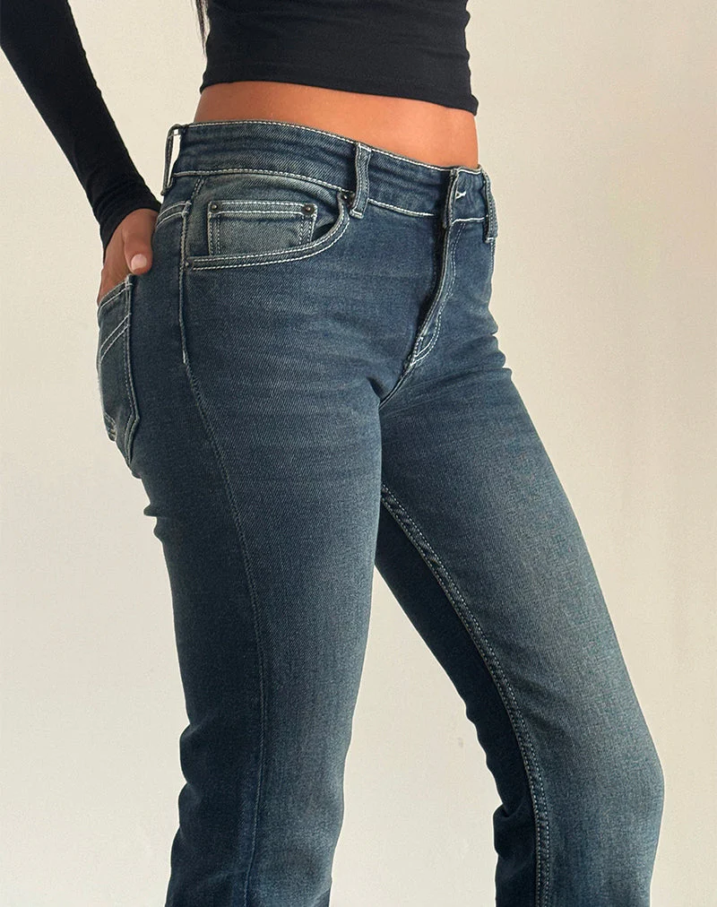 Low Rise Bootleg Jeans in Heavy Stitch Vintage Indigo - Image 4