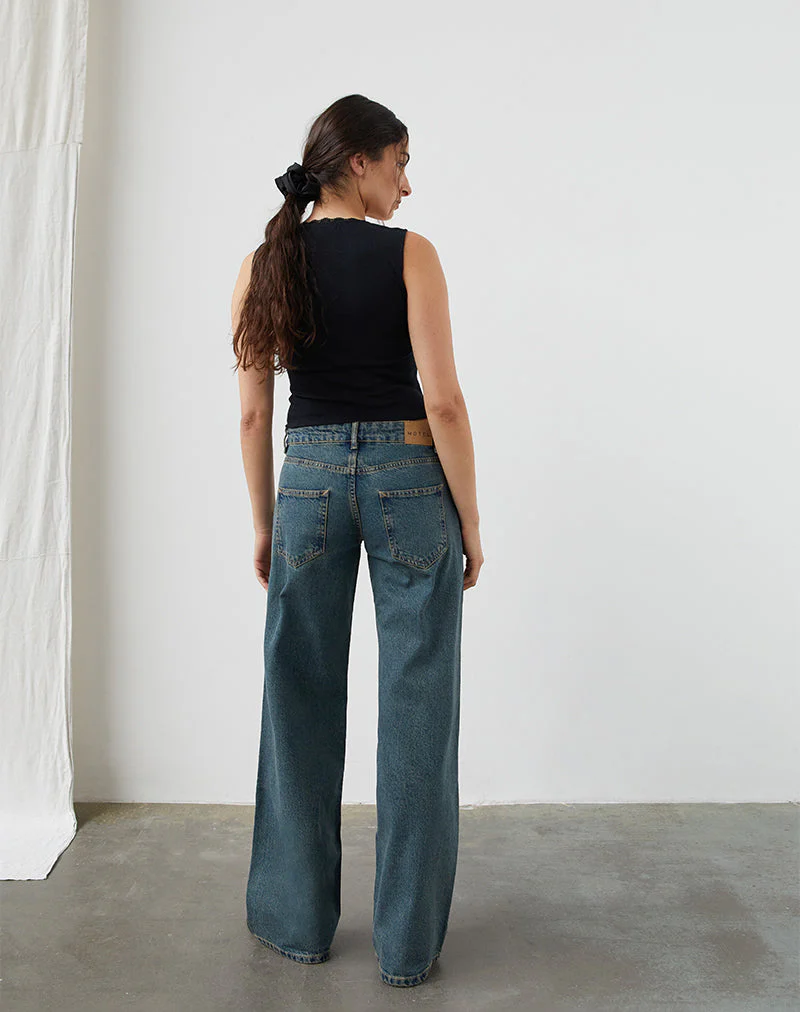 Low Rise Parallel Jeans in Braun Blau Acid - Image 5