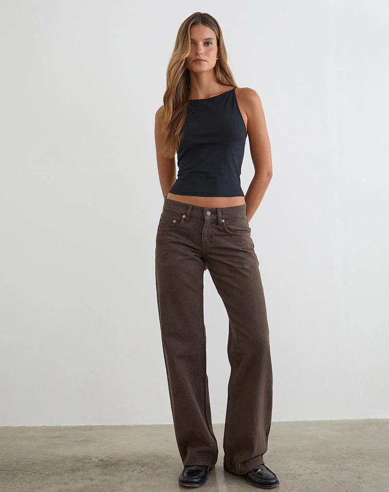 Low Rise Parallel Jeans in Dunkelbraun - Image 4