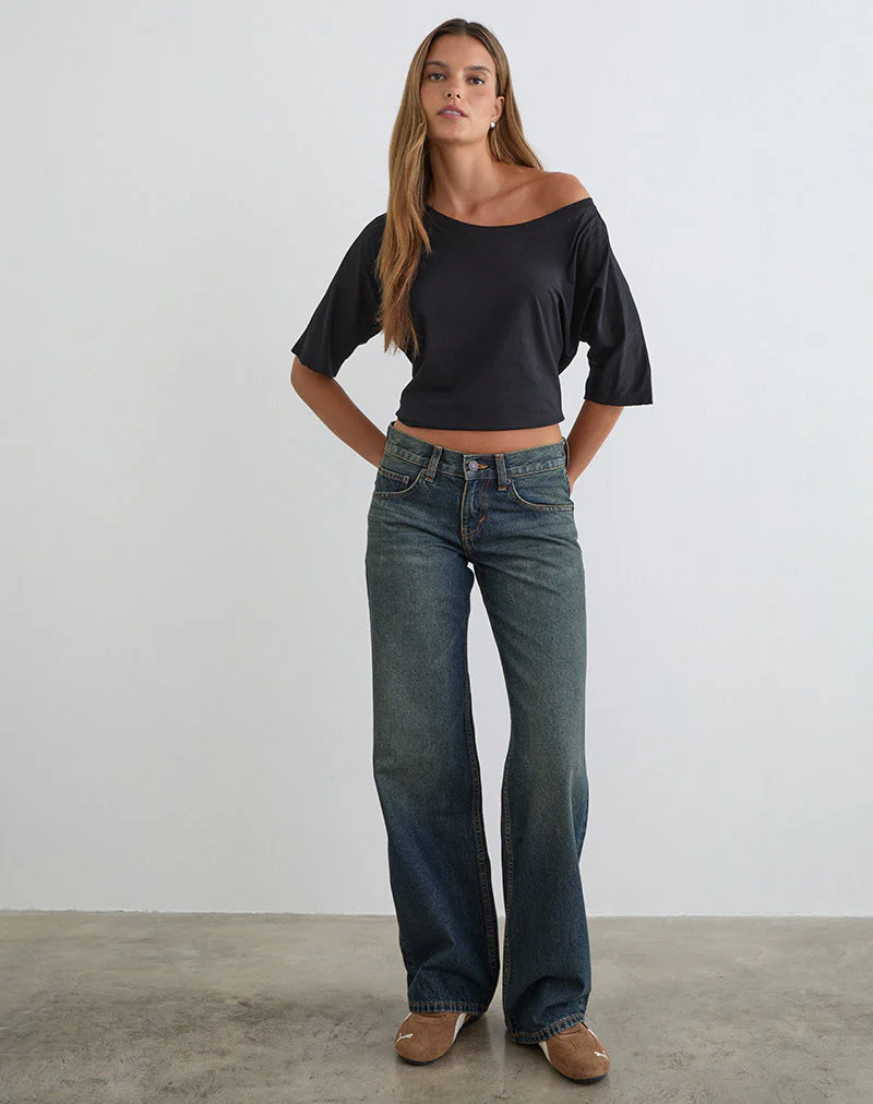 Low Rise Parallel Jeans in Dirty Green - Image 3