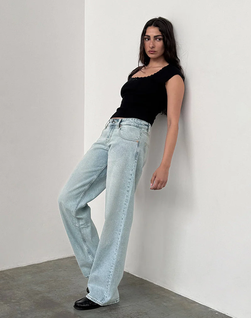Parallele Jeans mit niedrigem Rise in extrem heller Waschung Blau - Image 3