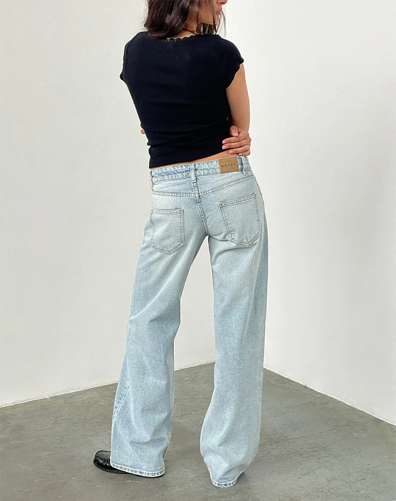 Parallele Jeans mit niedrigem Rise in extrem heller Waschung Blau - Image 4
