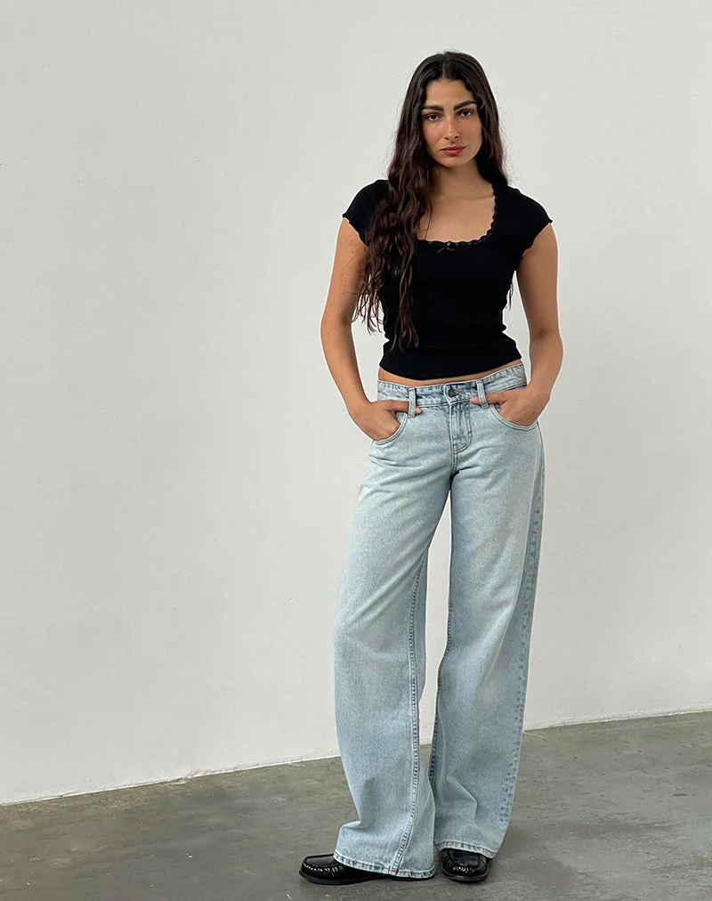 Parallele Jeans mit niedrigem Rise in extrem heller Waschung Blau - Image 5