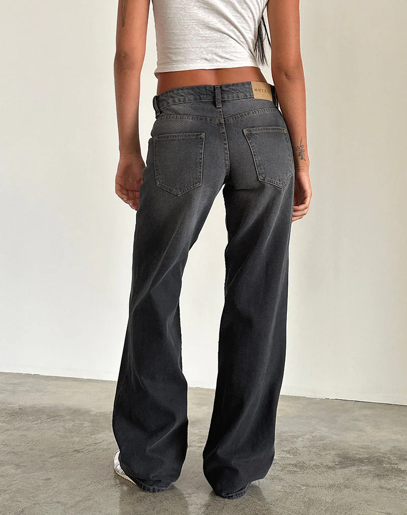 Low Rise Parallel Jeans in Grau Used Bleach - Image 4