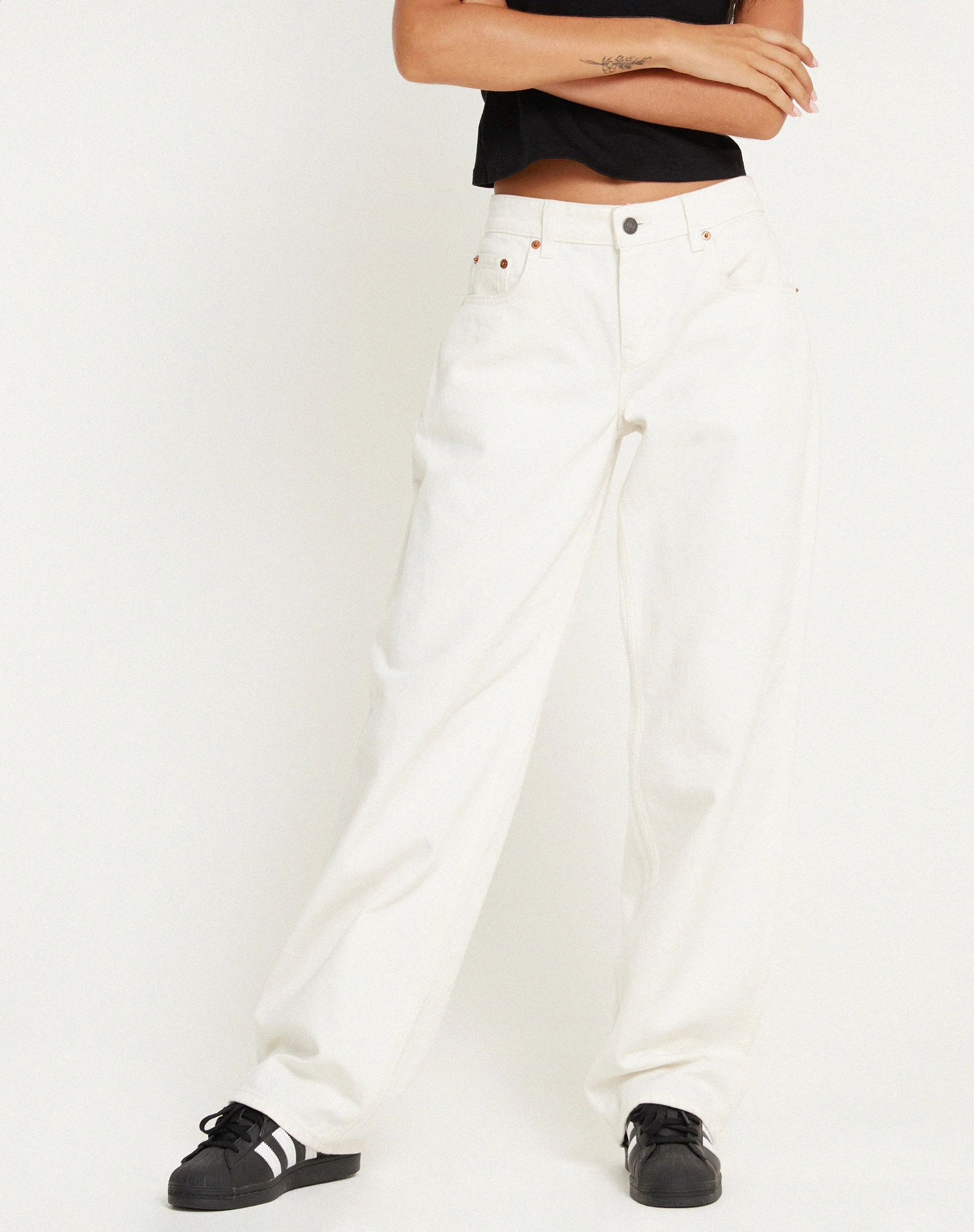 MOTEL X BARBARA Low Rise Parallel Jeans in True White - Image 2