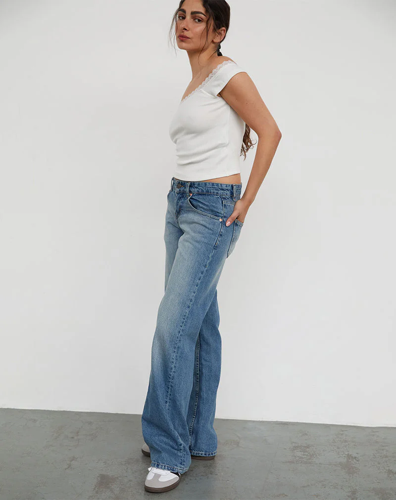 Low Rise Parallel Jeans in Puderblau - Image 3
